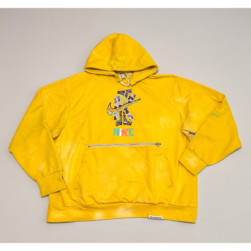 Nike Kyrie Irving Standard Issue Hoodie Yellow Acid Wash DD9012-731 Mens XL
